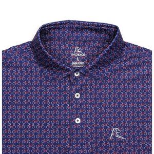 Rhoback Polo Shirt Bicycle All Over Print Stretch Men's Large Blue